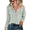 Женская полосатая рубашка на пуговицах с длинным рукавом, повседневная рубашка