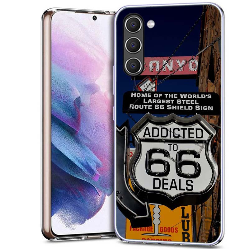 America Route 66 Phone Case for Samsung A54 A14 A24 A34 A17 A37 A57 A55 A35 A25 A15 A13 A23 A33 A53 A07 A05S A04S A03 A73 Galaxy
