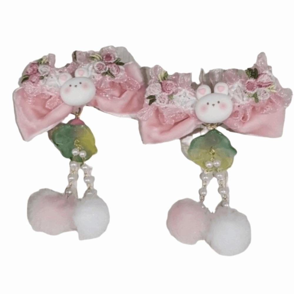 Rabbit Children's New Year Hair Clip Cute Chinese Style Barrettes Plush Fringe Hairpin  Girls