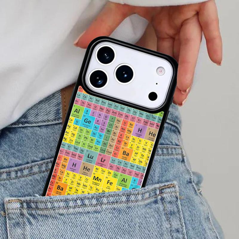 Chemistry College Periodic Table Science Phone Case for iPhone 16e 15 14 13 12 17 Pro Max Plus Air 17pro Cover Coque