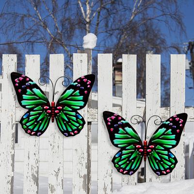 1 шт. 3D Металлические статуэтки бабочек Садовый настенный декор Вдохновляющая скульптура для наружного украшения Анималистические миниатюры Статуэтки Орнамент