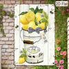 1PC Tin Sign Lemon Floral Arrangement - Vintage Farmhouse Wall Decor, Rustic Art, 8x12 Inches/20x30 Cm