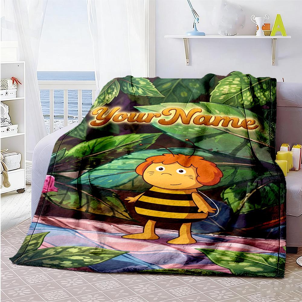 Biene Maja Customize Your Name Blanket Cozy Customizable Blanket Soft Warm Cozy Great for Home Decor Bedding Picnics Livingroom for All Occasions