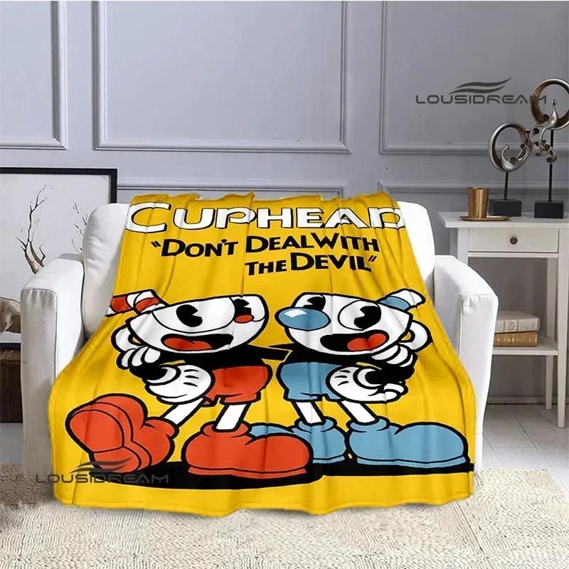 Одеяла с принтом аниме Cuphead, детские теплые красивые одеяла, фланелевые мягкие и удобные одеяла для дома, путешествий, подарков на день рождения