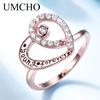 Umcho Zircon Rose Gold Color Heart-shaped Forever Love Heart Fashion Party Wedding Jewelry