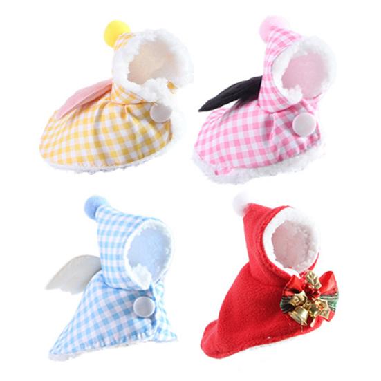 Попугай Теплая накидка Плюшевые птицы Верхняя одежда Пушистая клетчатая Мелкие животные Уютный плащ для зимы Аксессуар для костюма питомца