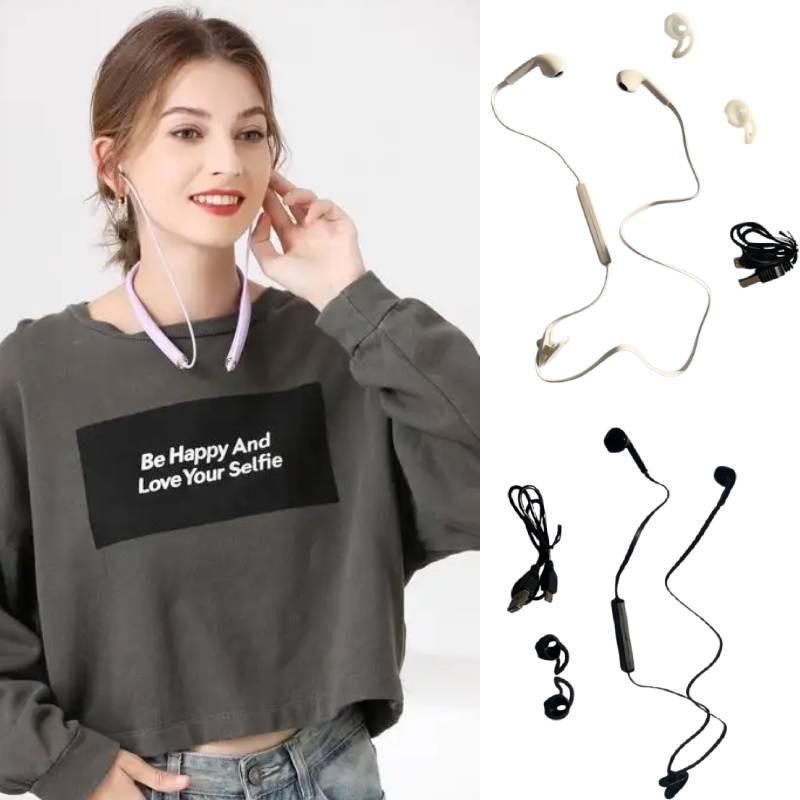 Спортивные наушники сплошного цвета Bluetooth с защитным чехлом, USB-зарядка в подарок