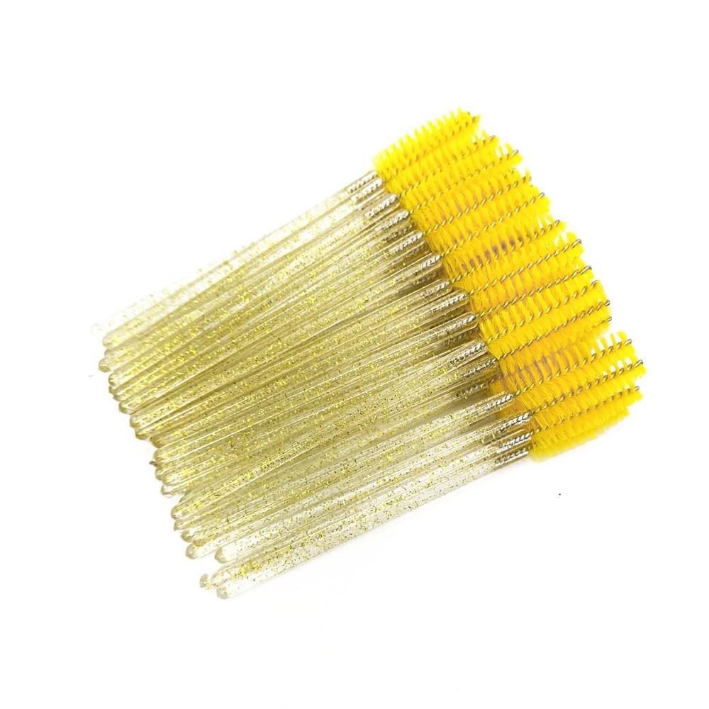 Набор из 50 хрустальных кистей для макияжа ресниц, алмазная ручка, палочки для туши, инструменты для наращивания ресниц, аппликатор для накладывания ресниц, 50 шт., желтый, 50 шт.