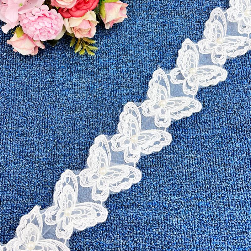 Евгений Пряжа Вышивка Кружево Бабочка Трехмерный Цветок Бусины Штрих-код Свадебные Аксессуары Аксессуары для DIY