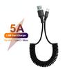 5A Micro USB Type C Fast Charging Cable 1.5m Spring Data Cable For Iphone Charger For Samsung Xiaomi Huawei
