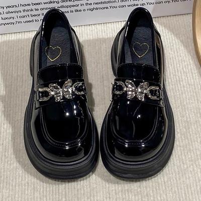 Маленькие кожаные туфли в британском стиле, женские туфли-лоферы на платформе, черные универсальные туфли Мэри Джейн