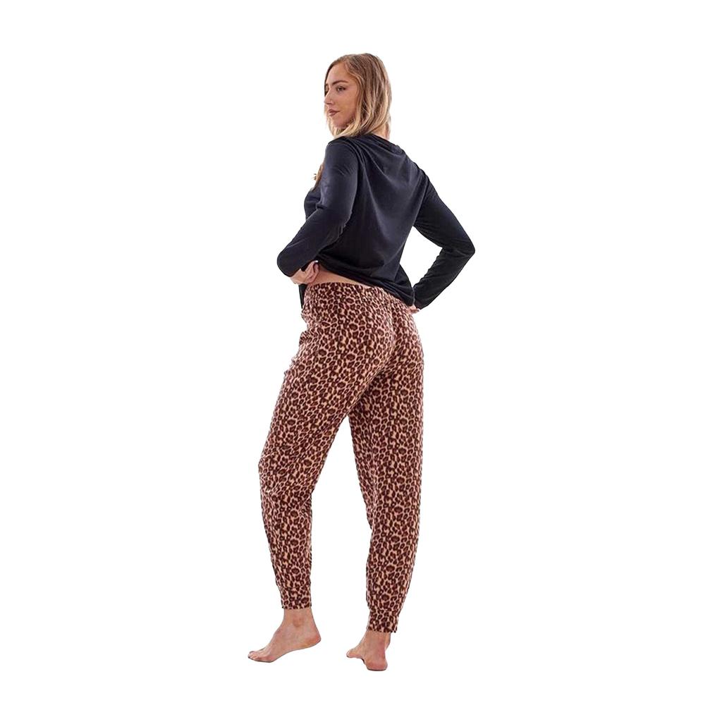 Keanu Womens/Ladies Leopard Print Microfleece Long Pyjama Set