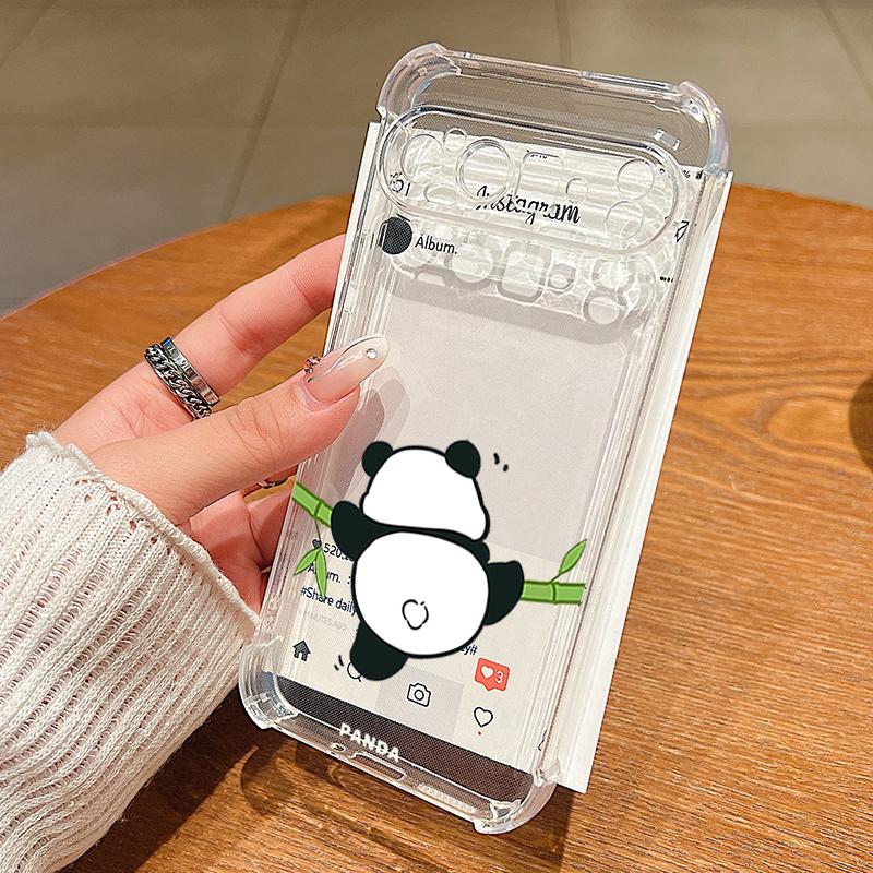 Cute Panda Pattern TPU Phone Case For Google Pixel 9 Pro Pixel 9 Pro XL Soft Silicone Transparent Back Cover For Google Pixel 9A