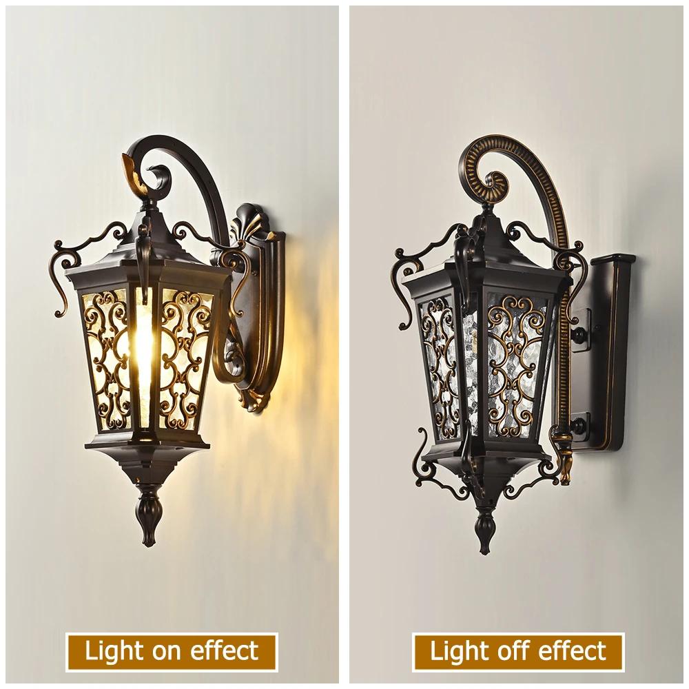 Европейский стиль наружный настенный светильник ретро крыльцо лампа бронза водонепроницаемый IP65 для дома вилла наружный патио дверной проем винтажный бра