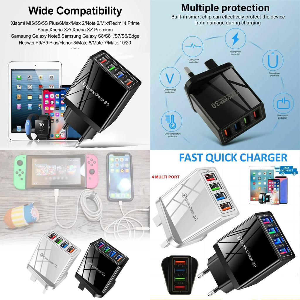 Цветное 4 USB Зарядное устройство для телефона 3А Планшета Дорожное Зарядное устройство EU Вилка Зарядная Головка