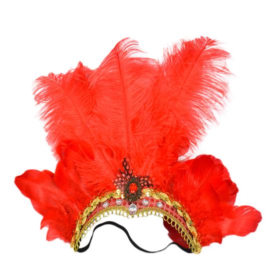 Women Sequins Rhinestone Feather Headband Show Halloween Dancing Party Headpiece