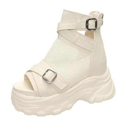 Модная корейская версия супер высоких классических ботильонов с рыбьим ртом, толстые сапоги на высоком каблуке, модные женские сандалии 10 см