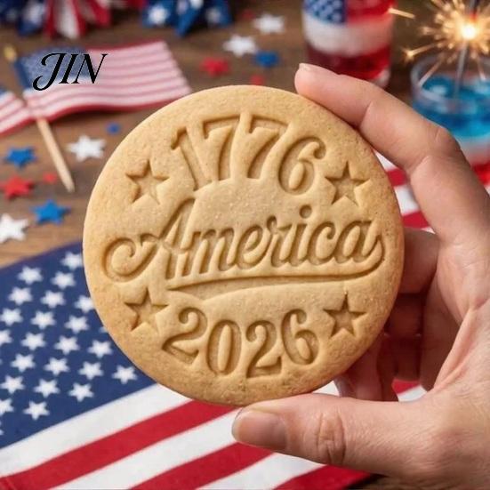 Detailed Pattern Christmas Cookies Decoration 250th Anniversary Ornament with 3D Deep Embossed Texture, Clear Biscuit Release Design 1776-2026