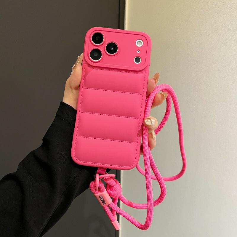 Сумка-кроссбоди Пуховик Силиконовый Мягкий Чехол для Телефона для IPhone Air 17 16 15 14 13 12 11 Pro Max XS 7 8 Plus Защитная Крышка для Камеры