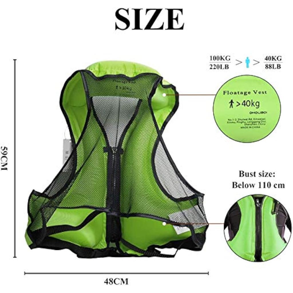 Жилеты для снорклинга, надувные плавучие куртки для взрослых, легкий жилет плавучести для каяков, портативный плавательный жилет, водные виды спорта на открытом воздухе (Подходит для 100-220 фунтов)