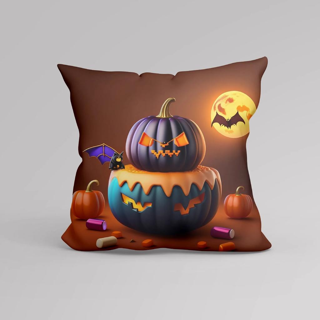 Office Sofa Cushion Cover Cartoon Witch Pumpkin Halloween Pattern Pillow Cover Luxury Home Decor Cushion Cover