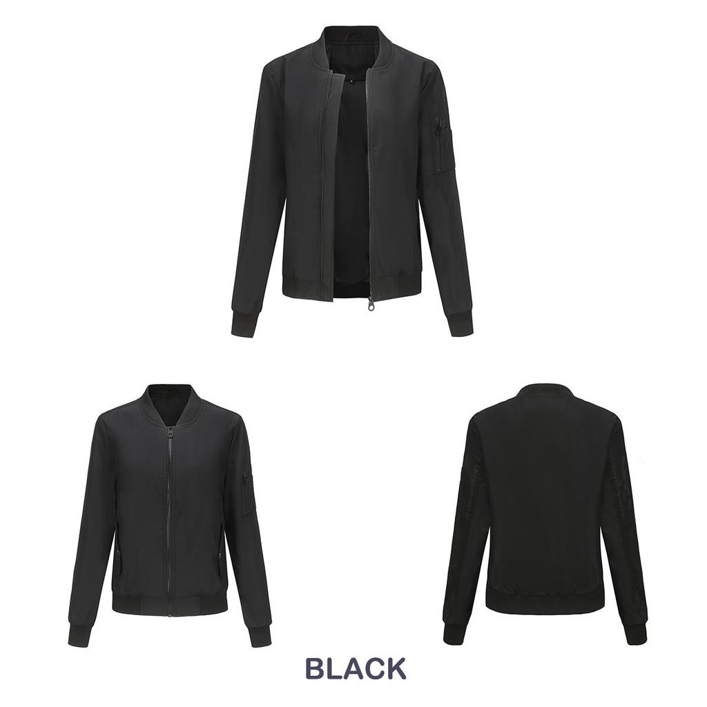 Женская куртка-бомбер с длинными рукавами, бейсбольный воротник, тонкая свободная верхняя одежда, летные куртки на молнии, весенне-осеннее пальто