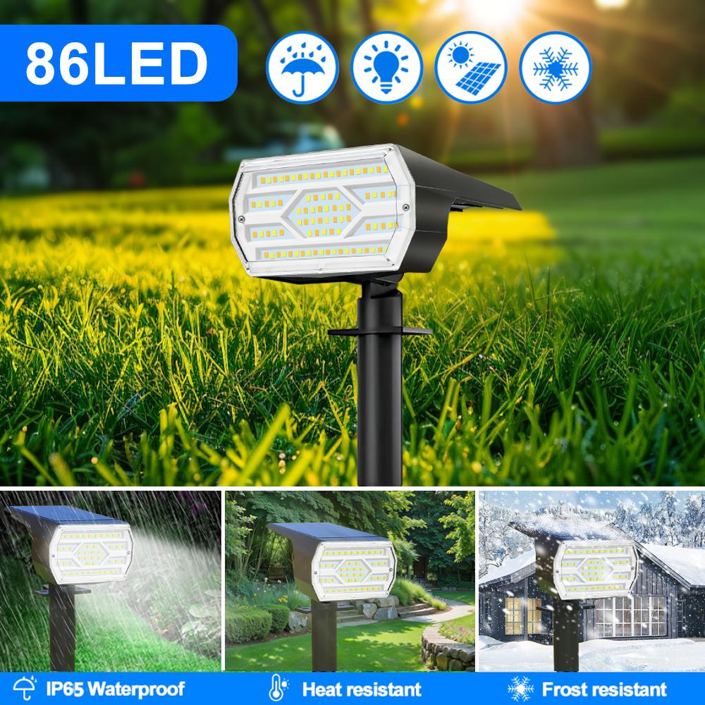 92/86/74LEDS Solar Lights Outdoor Waterproof Solar Landscape Spotlights 3 Colors Solar Powered Security Lights Yard Garden Pathw