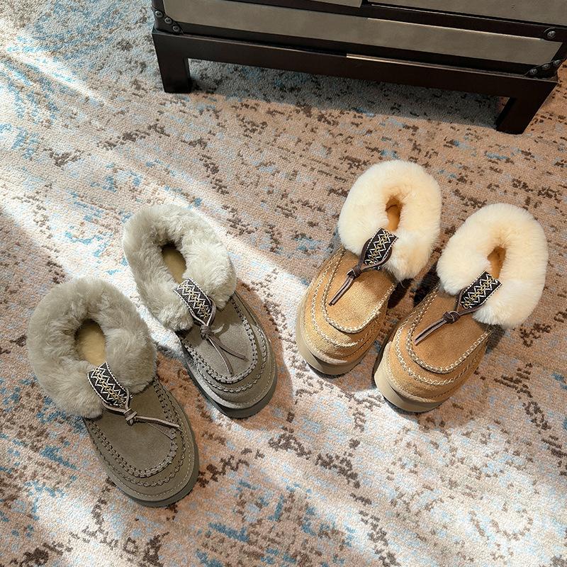 2024 новые пушистые туфли на толстой подошве, зимняя одежда, бархатные теплые хлопковые ботинки, зимние сапоги