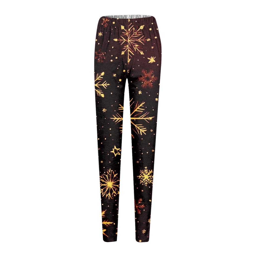 Женские брюки с рождественским принтом, эластичные, мягкие, повседневные, домашние, спальные брюки