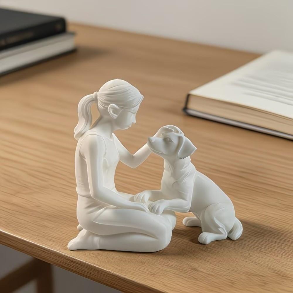 Подарки 3D Печатные Статуэтки Девочки и Собаки Милые Креативные Настольные Фигурки Собак Декор Статуэтки Собак Поделки Домашний Декор