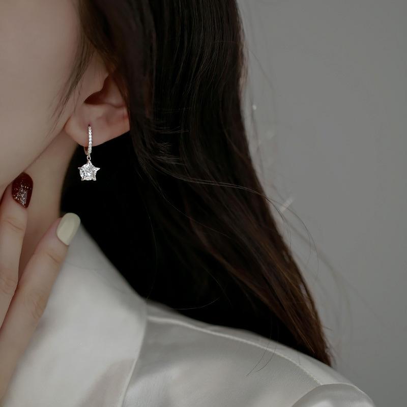 Серьги из серебра 925 пробы с кристаллами и звездами, женские серьги с фианитом, простые стильные серьги, модные украшения
