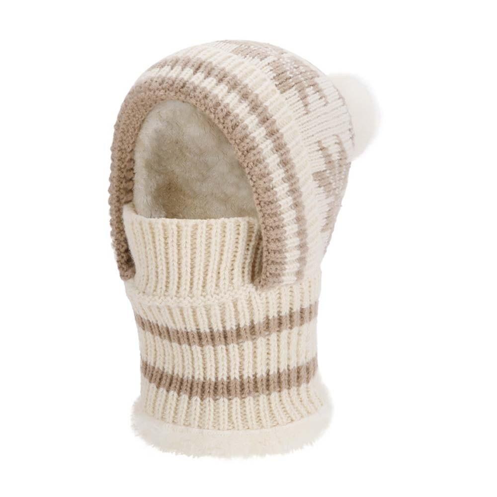 Fleece Lining Knitted Balaclava Hat Snowflake Jacquard Thermal Face Cover Fashion Ladies