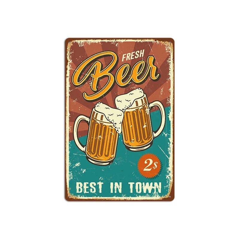 Vintage Cold Beer Metal Tin Sign 2023 New Iron Sheet Bar Background Wall Decoration Painting American Frameless Decorations