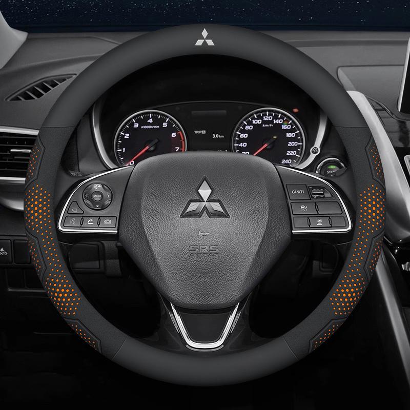Car Suede Carbon fiber Leather Steering Wheel Cover For Mitsubishi Outlander Pajero Asx Lancer EX Evolution L200 Triton RALLIART