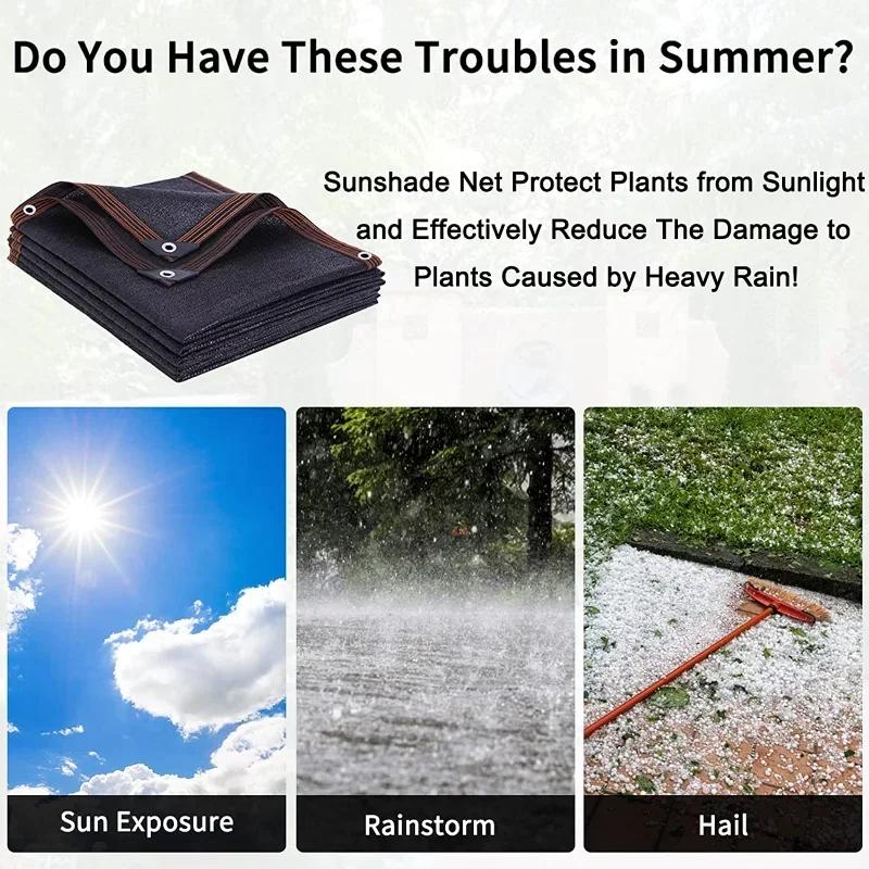 Черная тканевая сетка для защиты от солнца, защитная сетка от солнца, проклеенный край с люверсами, солнцезащитная сетка для перголы, теплицы, сада, патио, навес
