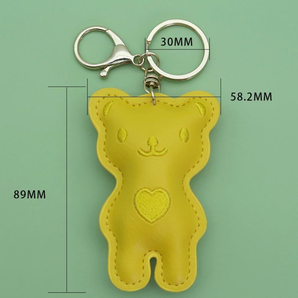 Fashion PU Leather Embroidery Bear Hanger Cute Heart Bears Bag Pendant  Backpack Decoration