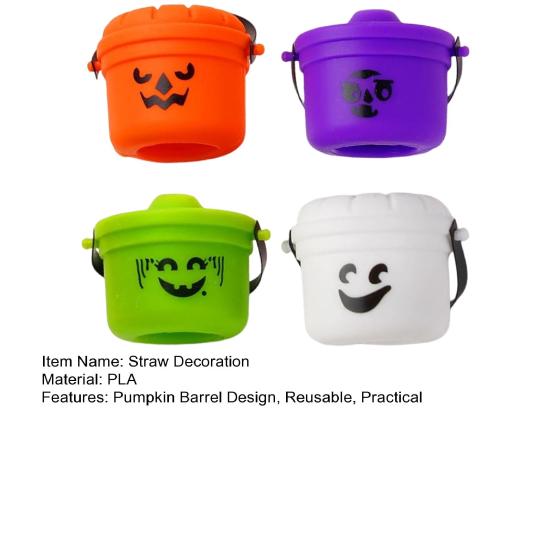 Yousheng Хэллоуин Ведро Тыква Крышка-топпер для соломинки Заглушка для питьевой соломинки для стаканов 30 унций и 40 унций Многоразовая крышка для соломинки Страшный аксессуар для напитков для вечеринок