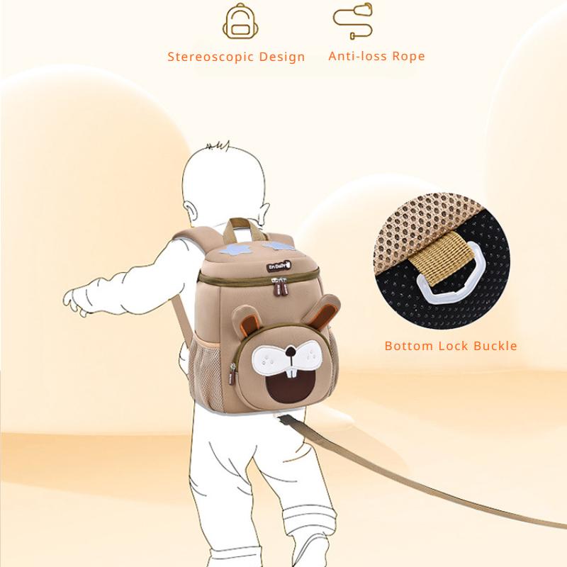 Autumn Winter New Kindergarten Schoolbag Three-dimensional Cartoon Lion Cat SBR Waterproof Satchel Lightweight Bucket Backpack for Boy 1-6 Years Old