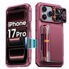 Shockproof Protective Wallet Case with Card Holder, Kickstand and Sliding Camera Cover for iPhone 17 Pro-Black