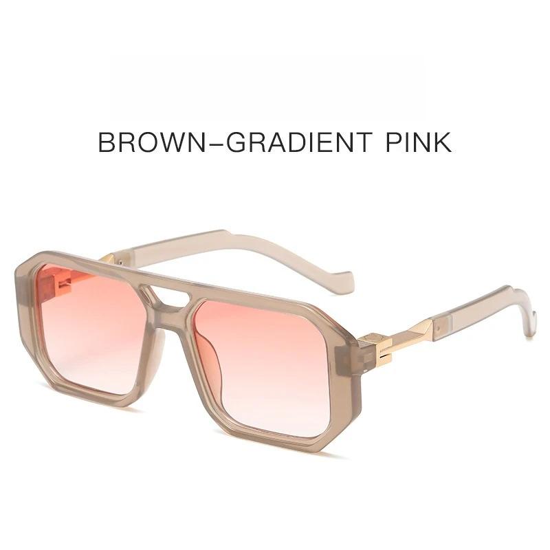 Trendy Retro Art Double Beam Box Sunglasses UV400 Protection Fashion Street Photography Sunshade Glasses