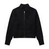 Womens Knit Zip-Up Cardigan Sweater Solid Color Round Neck Long Sleeve Casual Office Wear