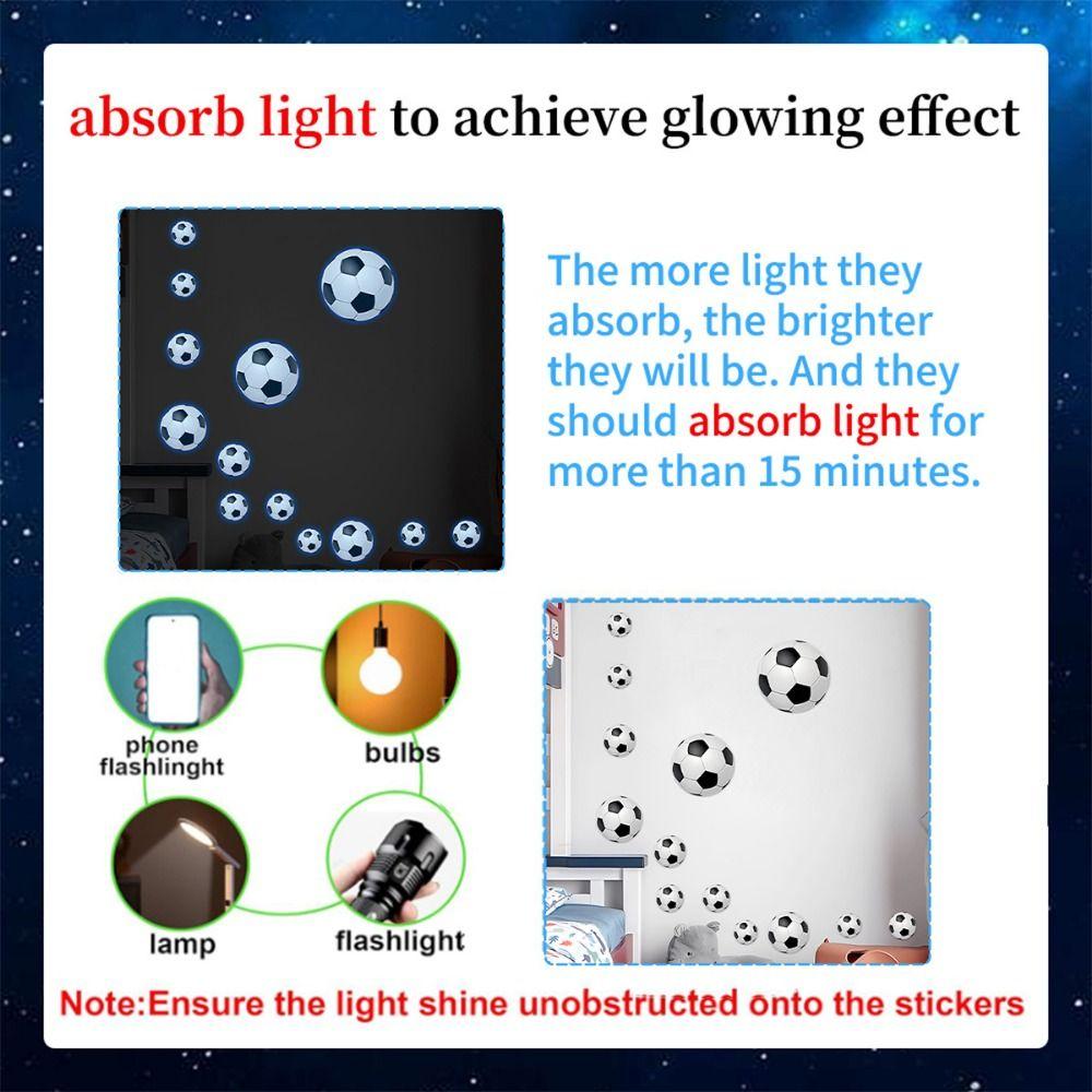 Glow in The Dark Cartoon Football Stickers Creative Glowing Football Stickers Soccer Fan