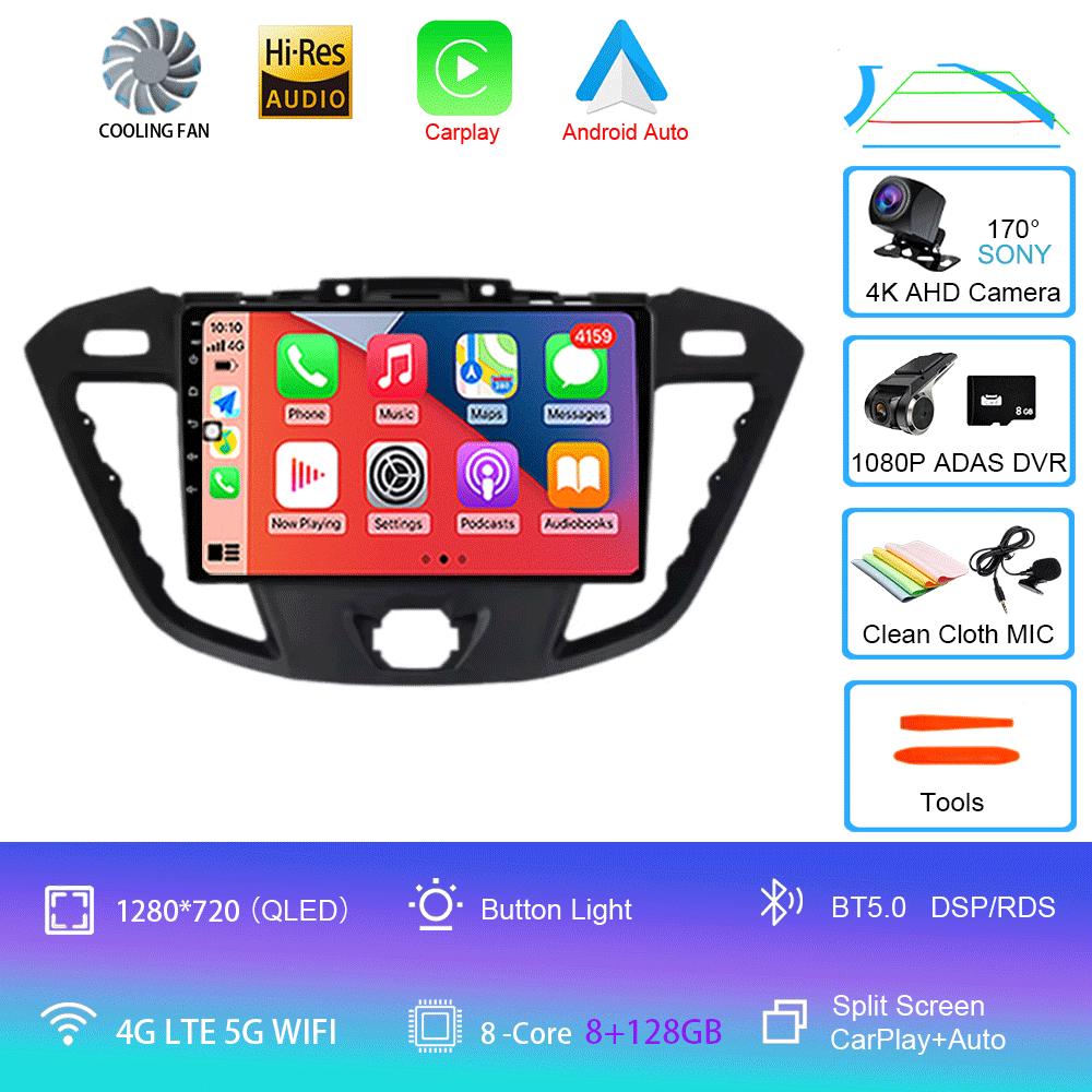 Автомобильное радио Android 14 для Ford Transit Tourneo Custom 2012 - 2021 Навигация GPS Мультимедийный проигрыватель Стерео Wi-Fi+4G Carplay BT 2DIN