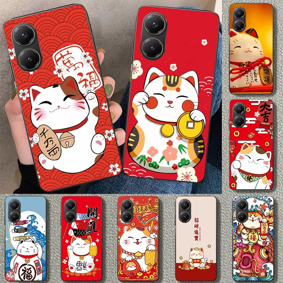 Счастливый Кот Манеки Неко Японский Чехол для Телефона для Xiaomi Poco X6 X5 X7 Pro F7 Ultra Redmi 15C 15 13C 13 12C 12 10C 10 10A 9C 9