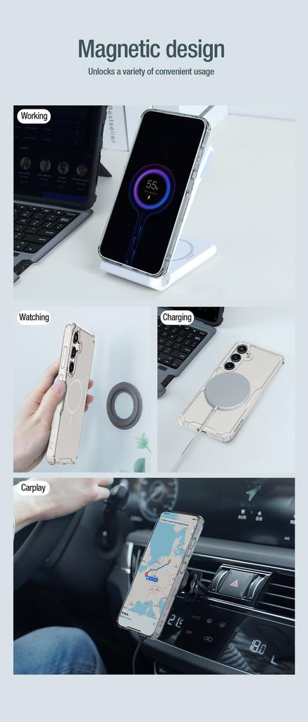 Nillkin Nature Pro Shockproof Case with Magnetic Ring for Samsung Galaxy S24+ - White