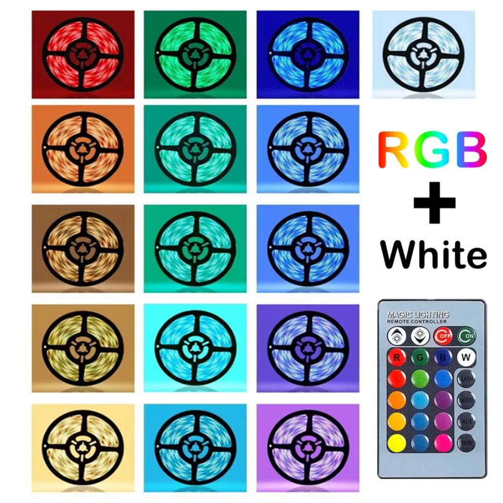 RGB 5050 комплект светодиодных лент с дистанционным управлением, светодиодная гибкая лента, диодная лента для подсветки телевизора, украшение комнаты, 54 светодиода/м