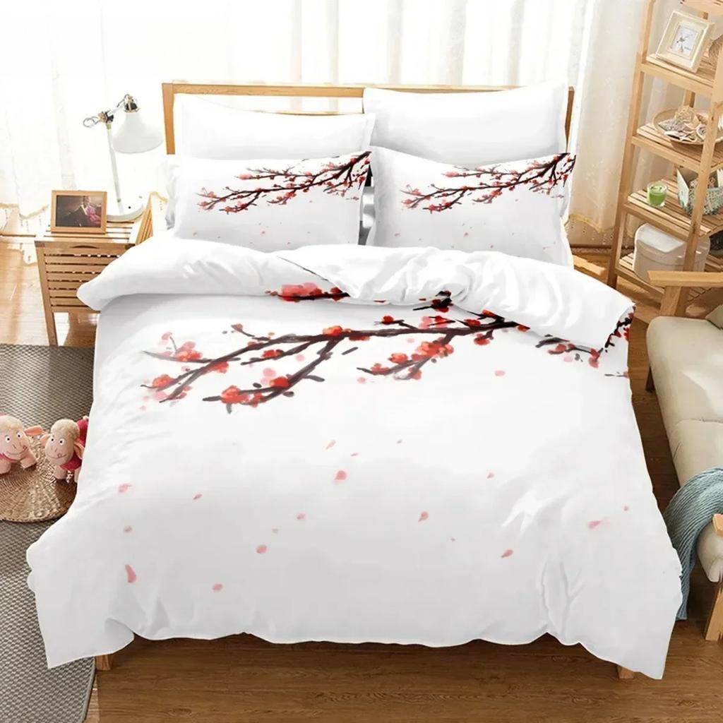 Floral Duvet Cover Sets Double Bed Scenic Quilt Cover Single Bed Queen Bedding Set With Pillowcase Polyester