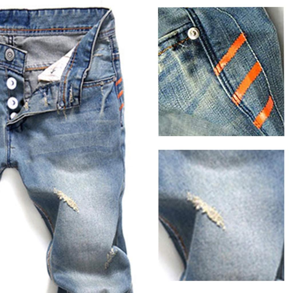 Мужские джинсы Laquest Прямые зауженные с эффектом потертости (Размер 38 (Талия 100см))