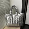 Large Capacity Quilted Tote Bag for Women Elegant Padded Solid Color Shoulder Bag for Vacation Casual Commuting Handbags