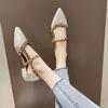 Fashion Women's Sandals 2025 New Rivet In Heel Shoe Pointed Toe Comfortable Platform Bun Head Low Heels Behind Empty Elegant Women Shoes